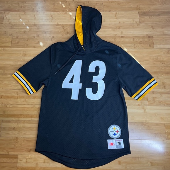 Mitchell & Ness Pittsburgh Steelers Troy Polamalu Black Mesh Hoodie T-Shirt|Sz:M - Picture 14 of 16